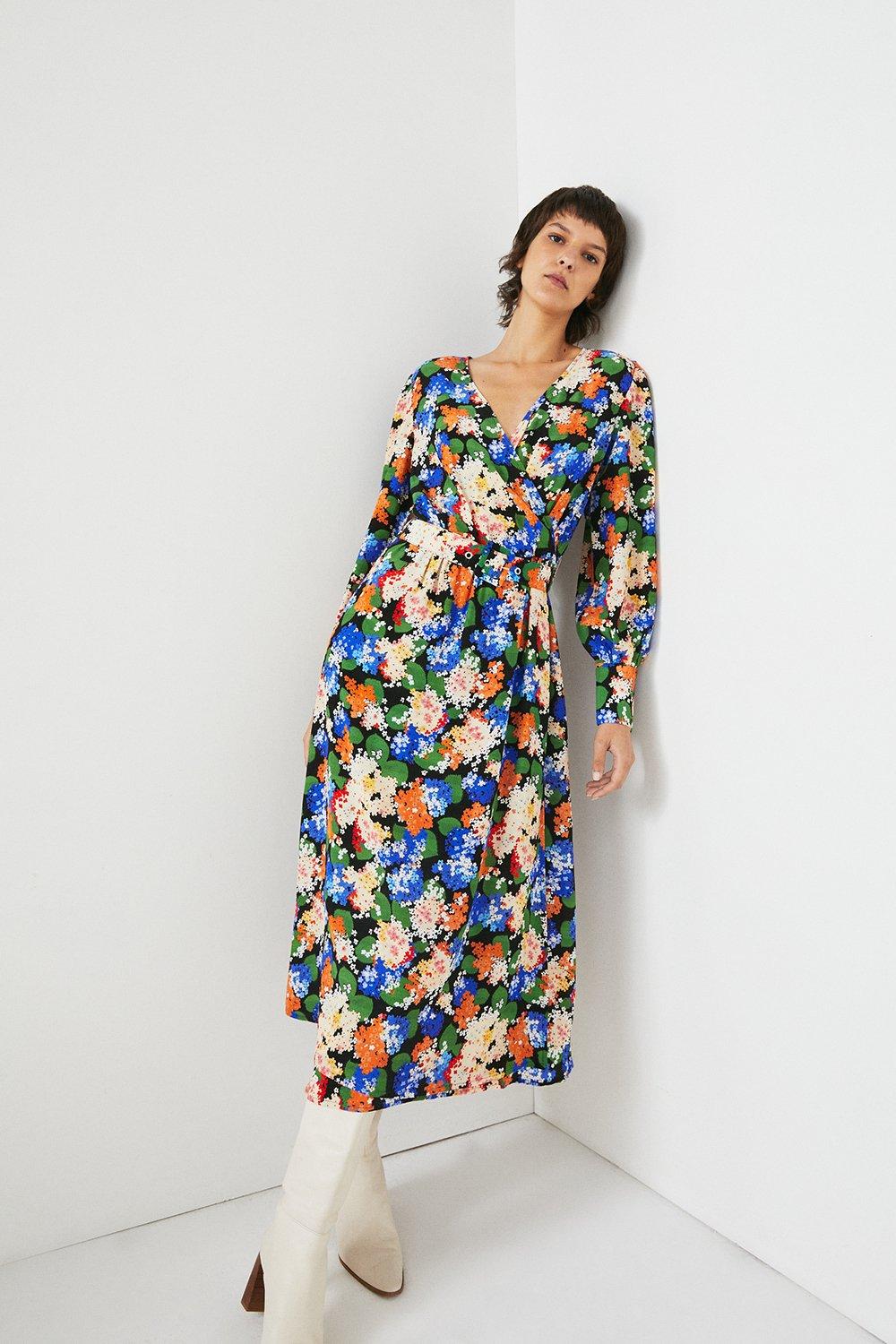 Woven Wrap Dress In Floral Print ...